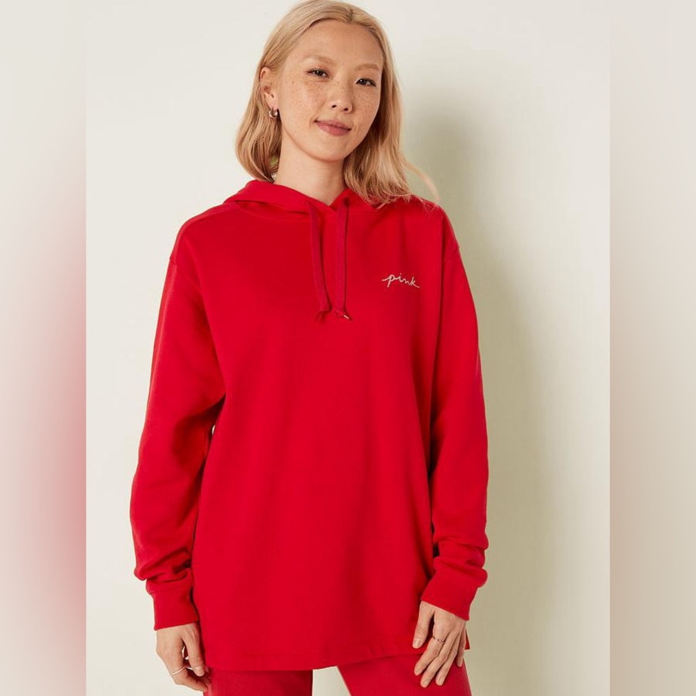 NWT Large PINK VS CAMPUS HOODIE Red Shine Logo HTF